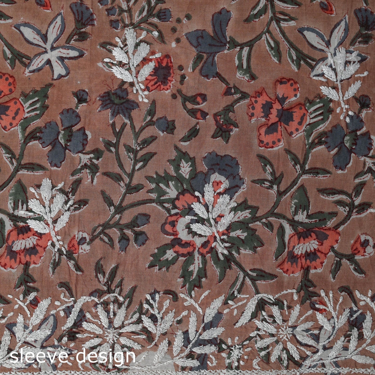 Lucknowi chikankari work sanganeri unstitched kurta