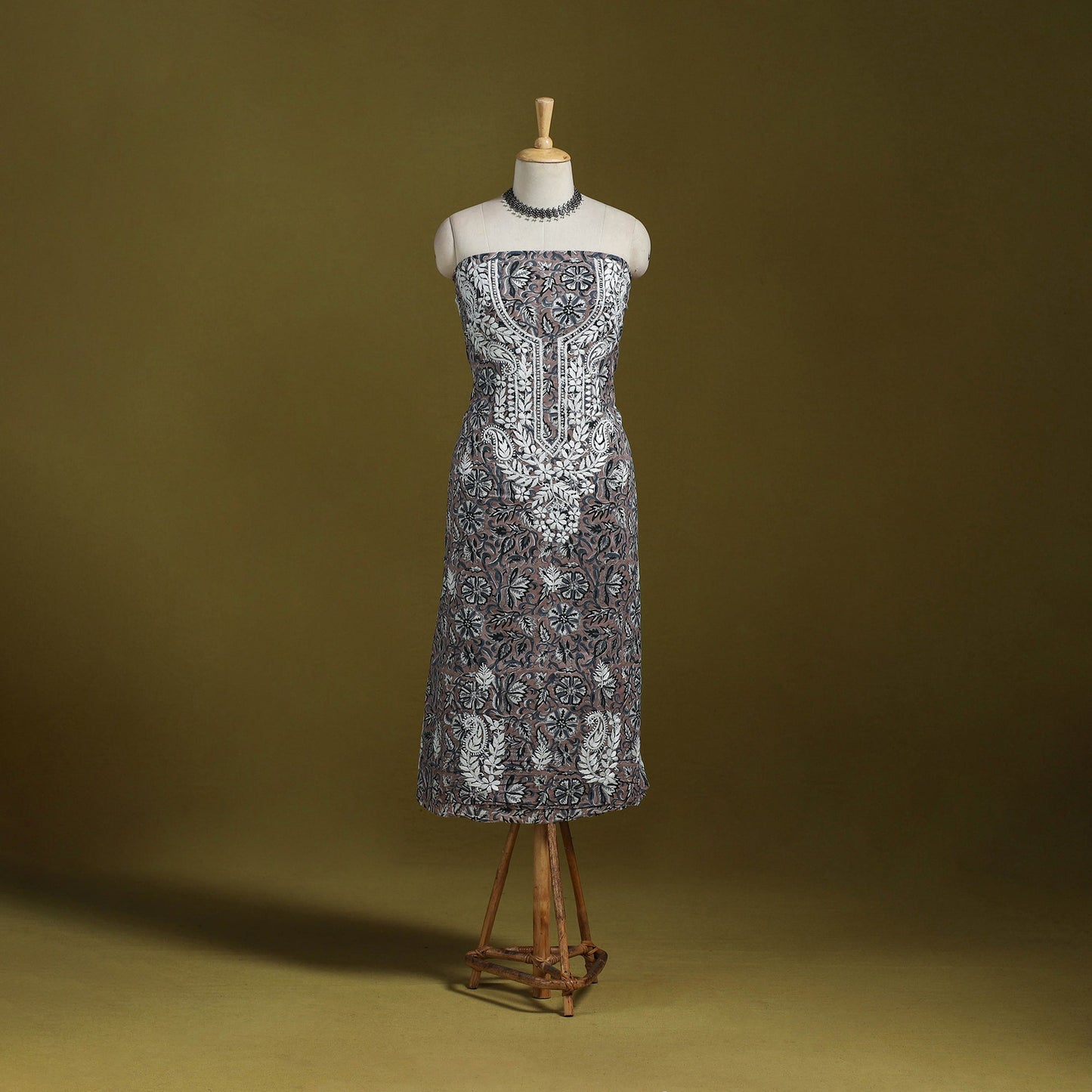 Lucknowi chikankari work sanganeri unstitched kurta