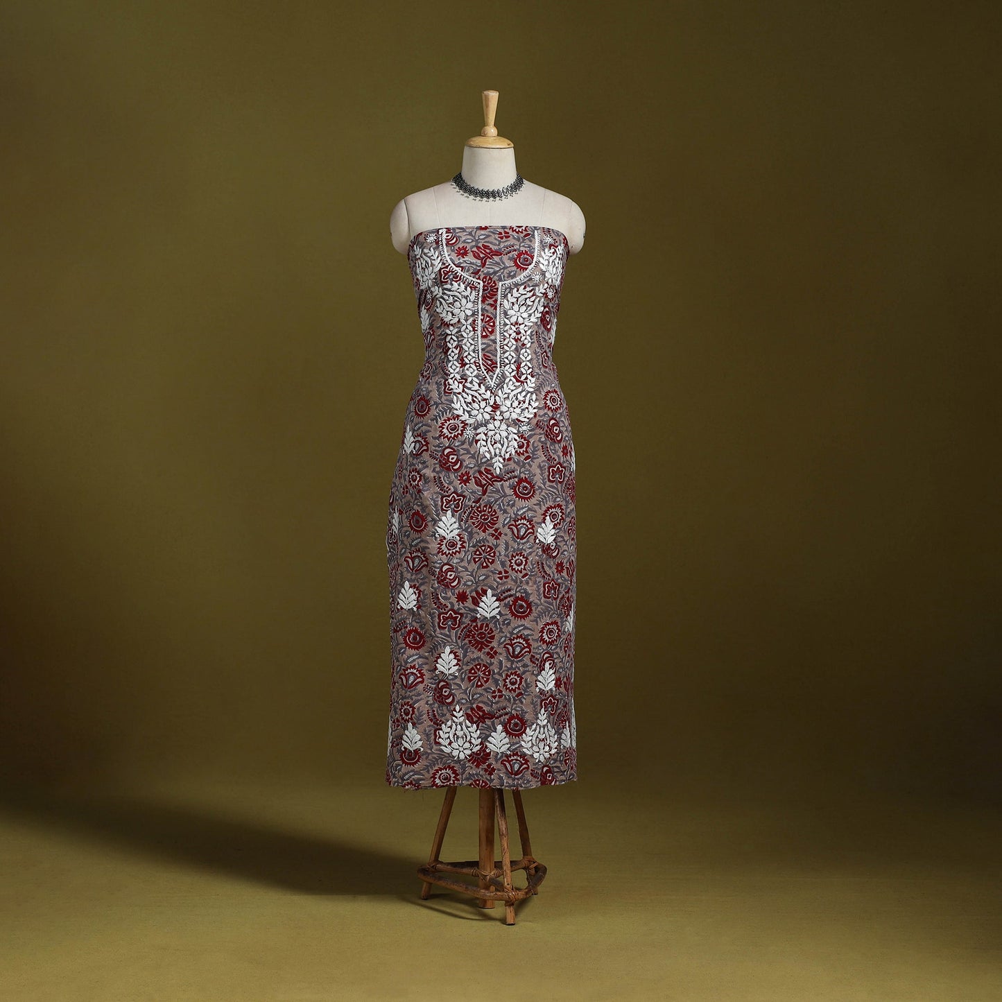 Lucknowi chikankari work sanganeri unstitched kurta