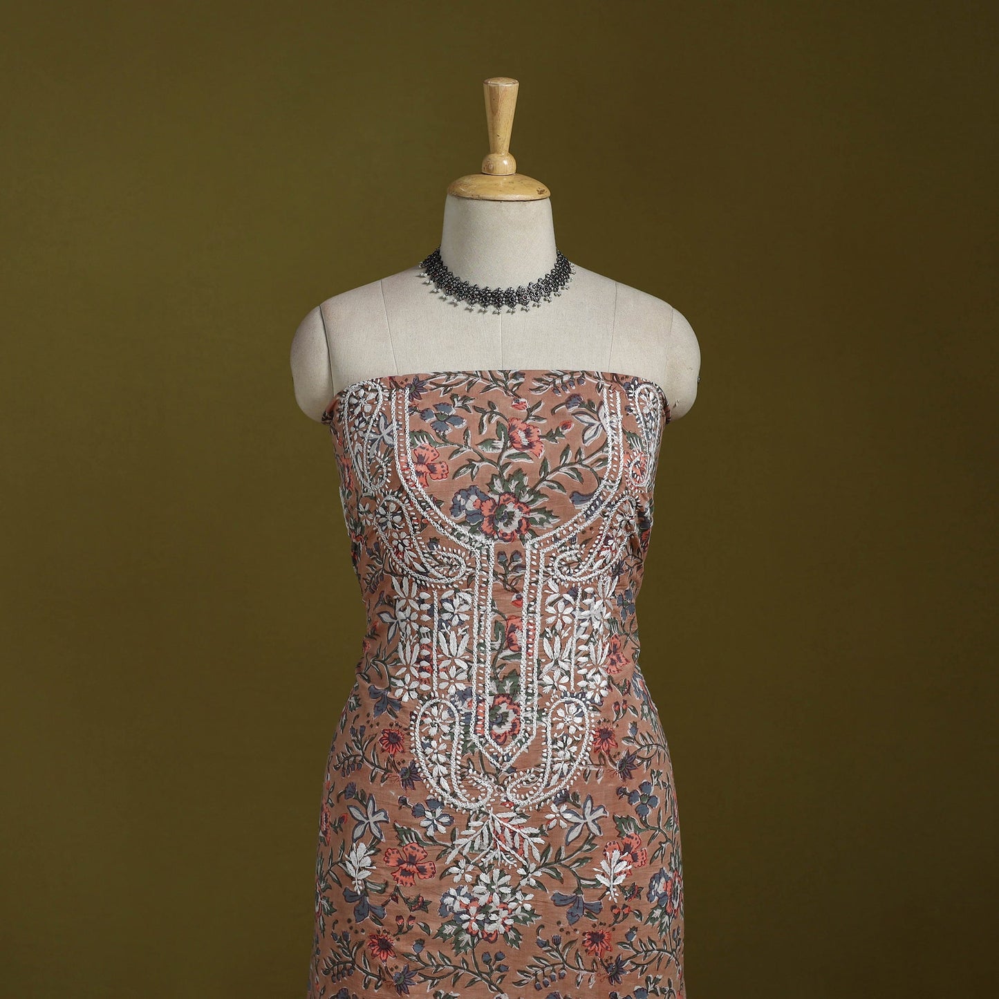 Lucknowi chikankari work sanganeri unstitched kurta