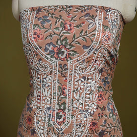 Lucknowi chikankari work sanganeri unstitched kurta