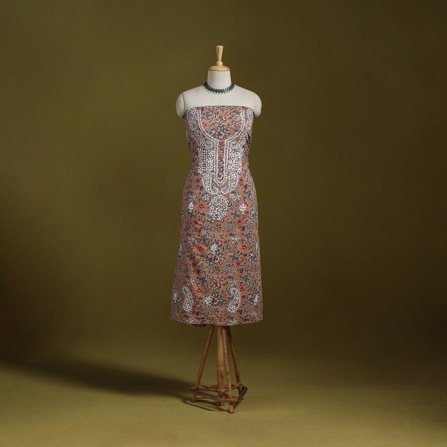 Lucknowi chikankari work sanganeri unstitched kurta