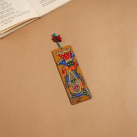 Madhubani handpainted wooden bookmark 25 - handcrafted