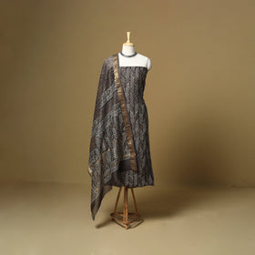 Brown - maheshwari silk bagru hand 3pc unstitched dress