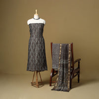 Brown - maheshwari silk bagru hand 3pc unstitched dress