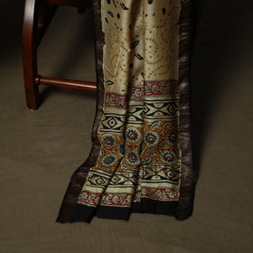 Maheshwari silk hand block bagru print 3pc unstitched dress