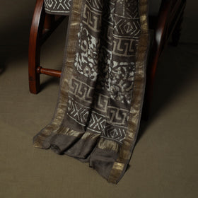 Maheshwari silk hand block bagru print 3pc unstitched dress