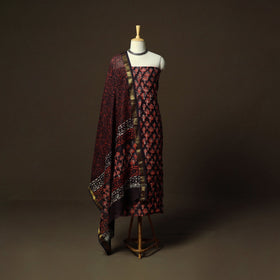 Maheshwari silk hand block bagru print 3pc unstitched dress