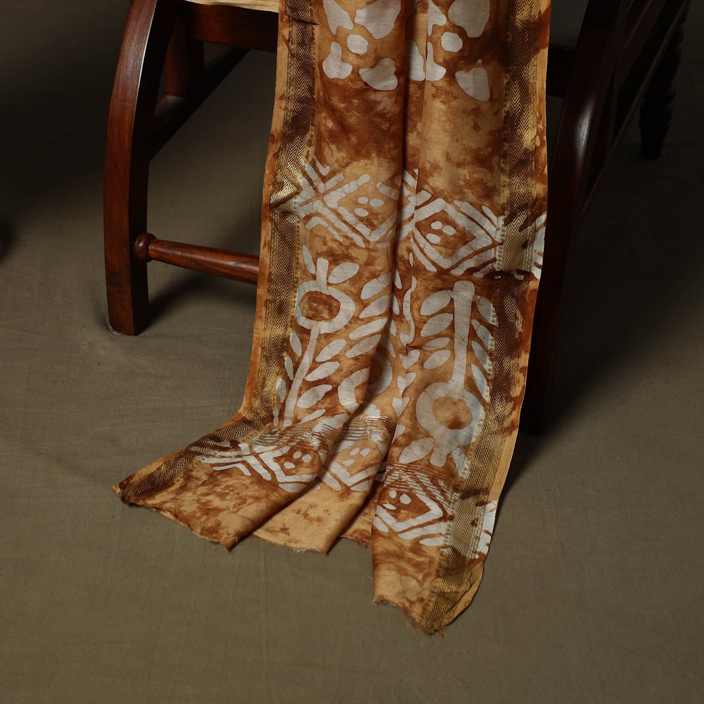 Maheshwari silk hand block bagru print 3pc unstitched dress