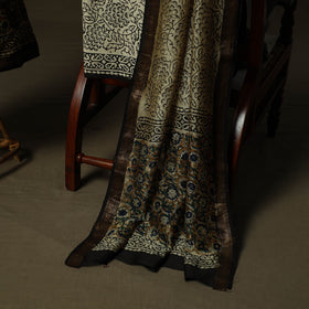 Maheshwari silk hand block bagru print 3pc unstitched dress