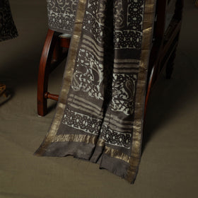Maheshwari silk hand block bagru print 3pc unstitched dress