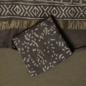 Maheshwari silk hand block bagru print 3pc unstitched dress