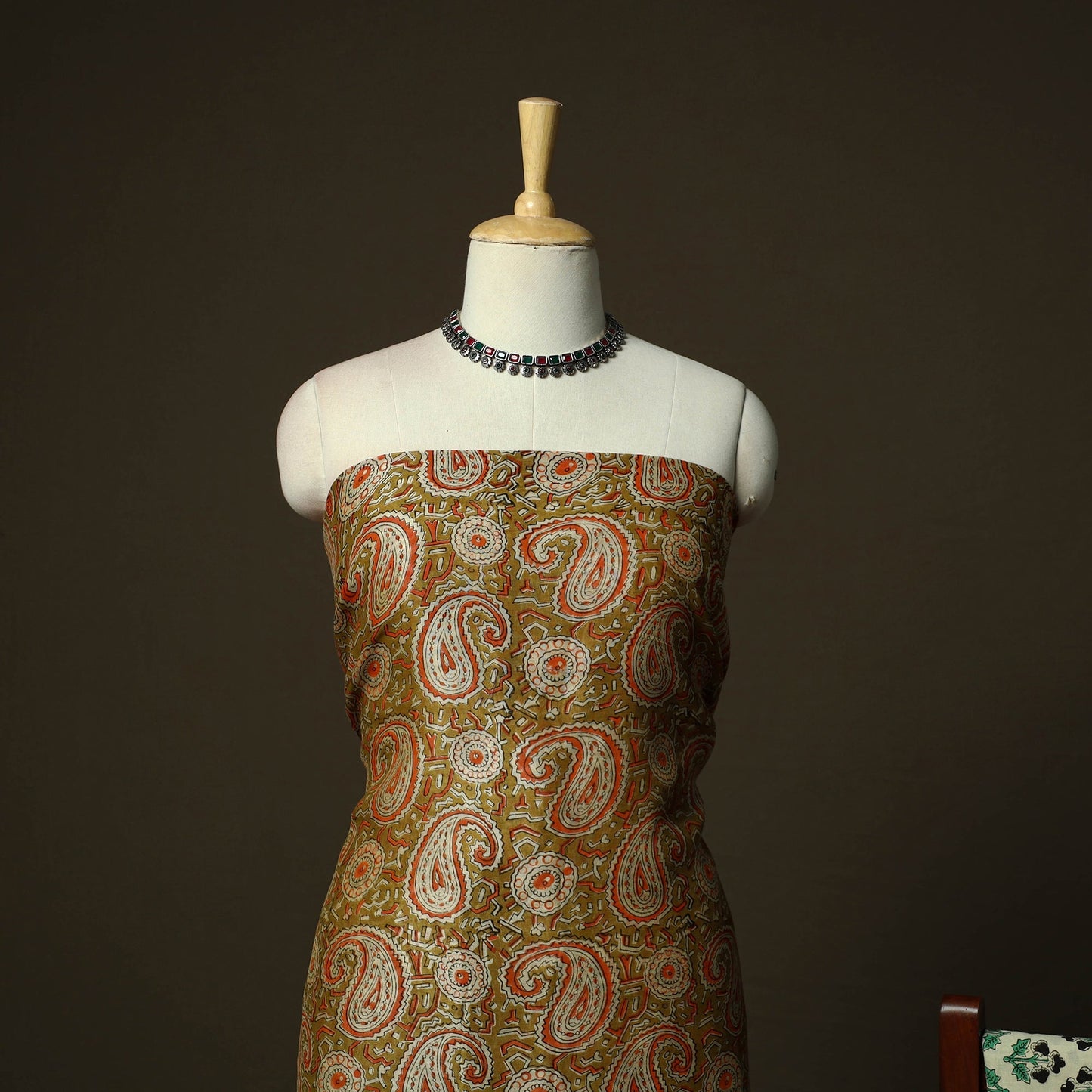 Maheshwari silk hand block bagru print 3pc unstitched dress