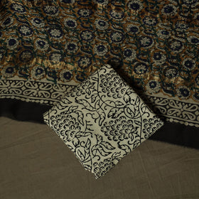 Maheshwari silk hand block bagru print 3pc unstitched dress