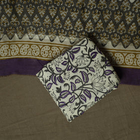 Maheshwari silk hand block bagru print 3pc unstitched dress