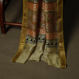 Maheshwari silk hand block bagru print 3pc unstitched dress