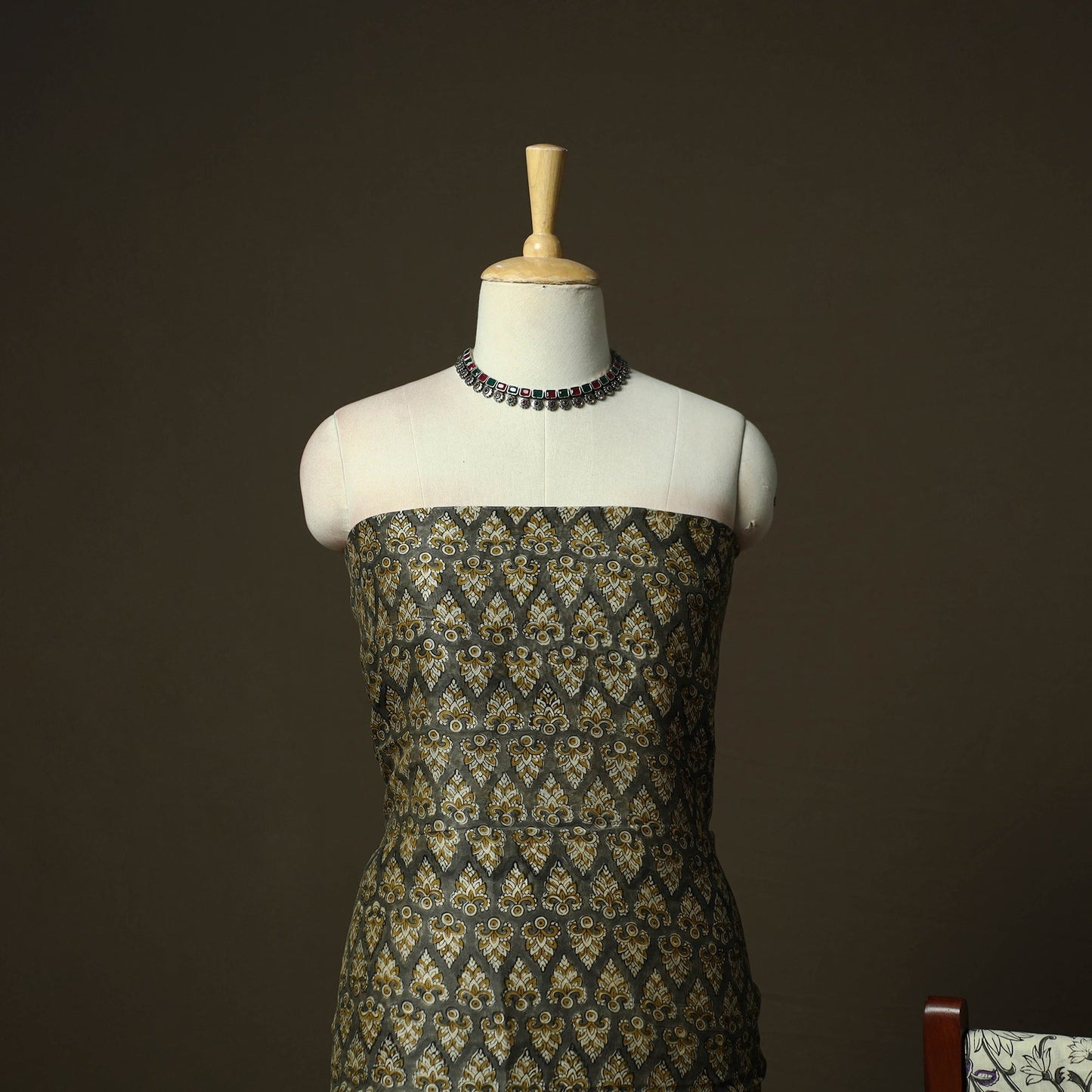Maheshwari silk hand block bagru print 3pc unstitched dress