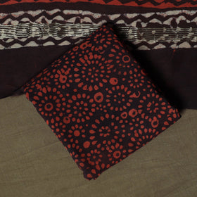 Maheshwari silk hand block bagru print 3pc unstitched dress