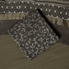 Maheshwari silk hand block bagru print 3pc unstitched dress
