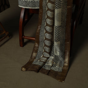 Maheshwari silk hand block sanganeri print 3pc unstitched