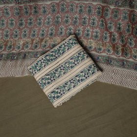 Maheshwari silk hand block sanganeri print 3pc unstitched