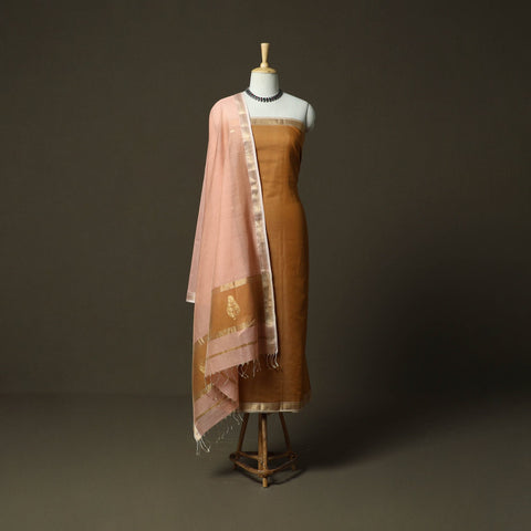 Maheshwari silk tissue zari handloom 2pc unstitched dress