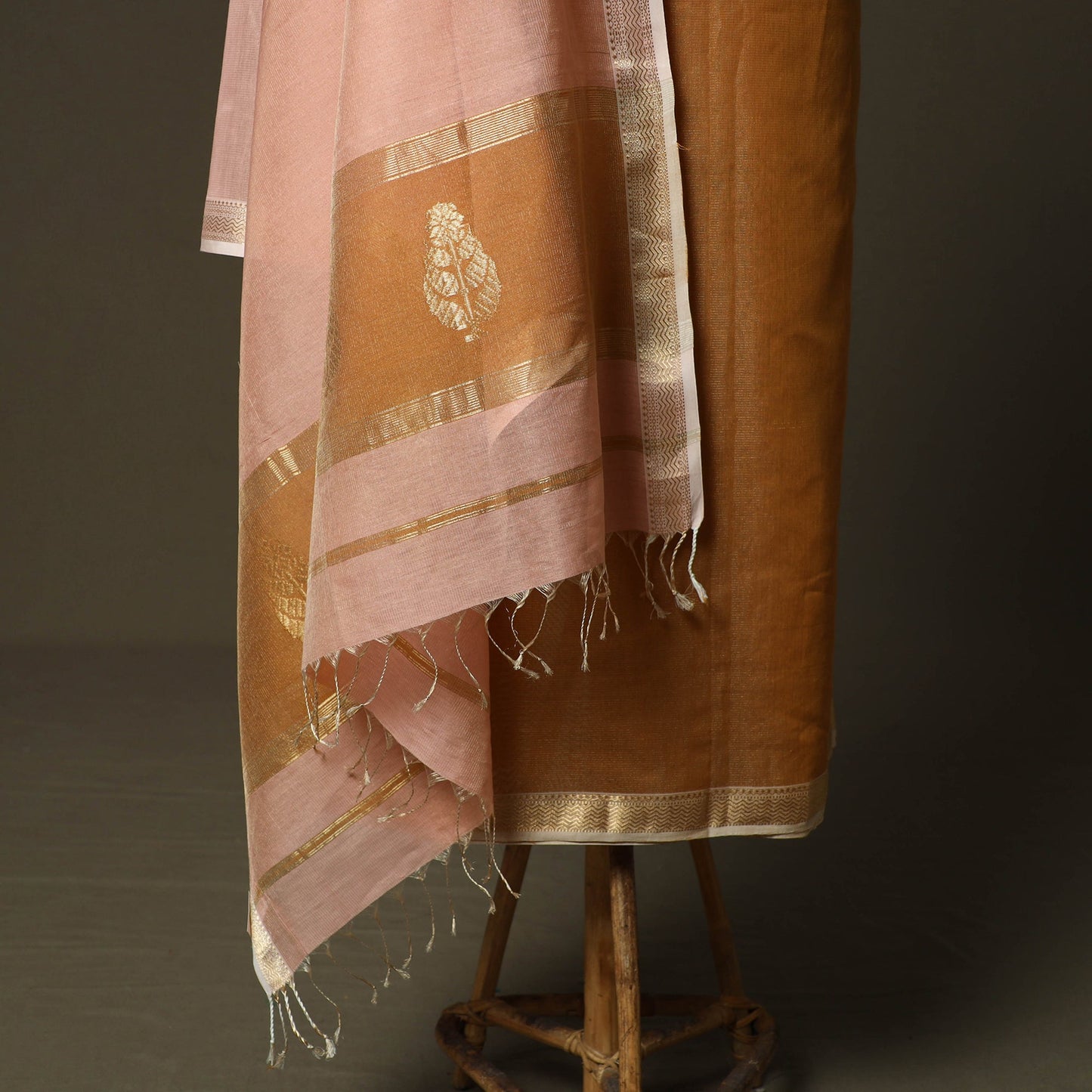 Maheshwari silk tissue zari handloom 2pc unstitched dress