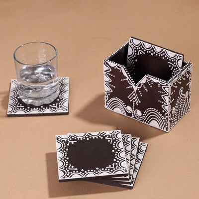  Mandana Art Handpainted Paper Mache Coasters 