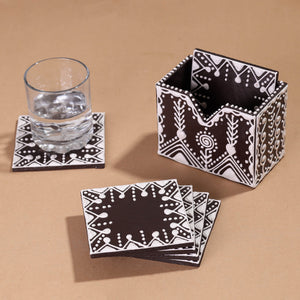  Mandana Art Handpainted Paper Mache Coasters 