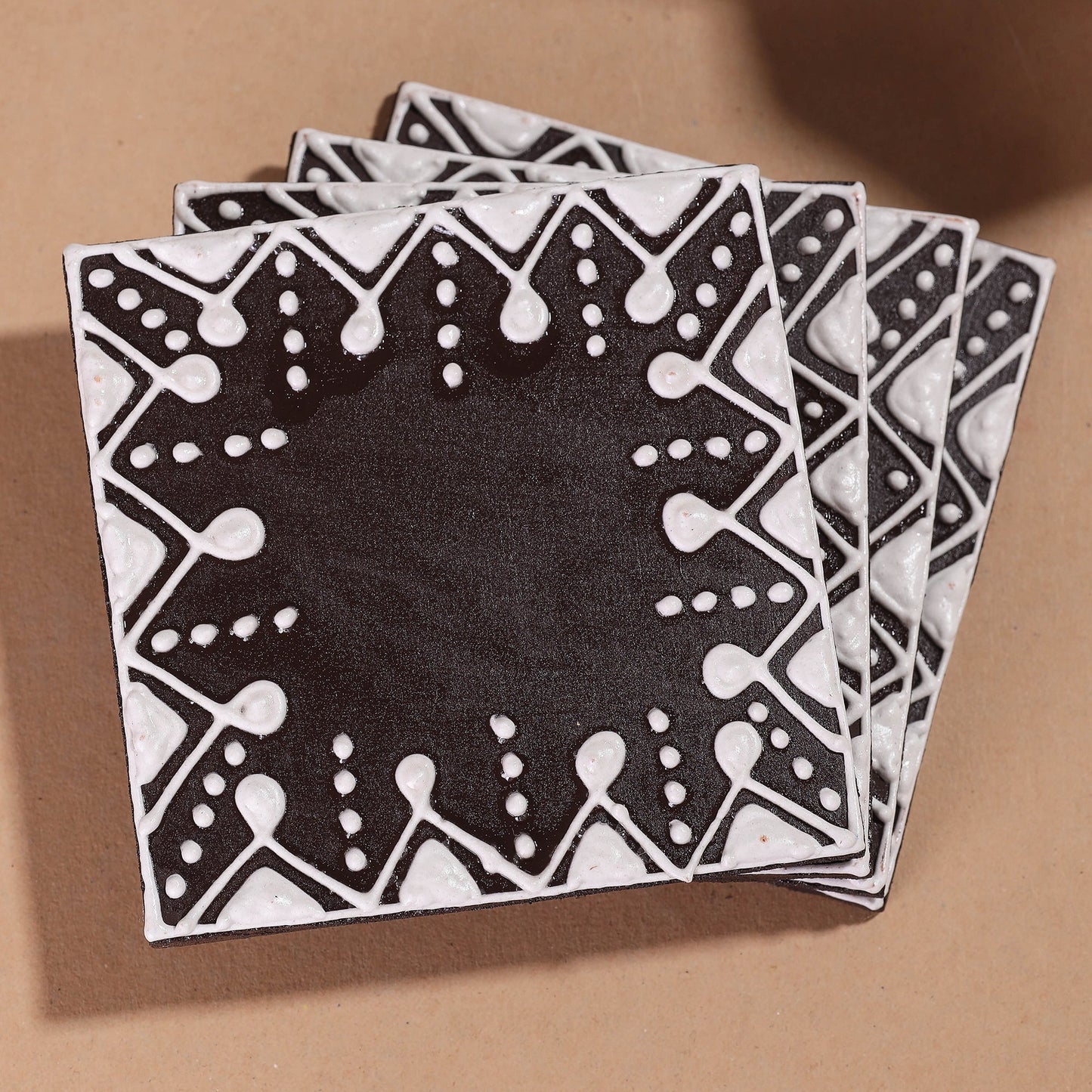  Mandana Art Handpainted Paper Mache Coasters 