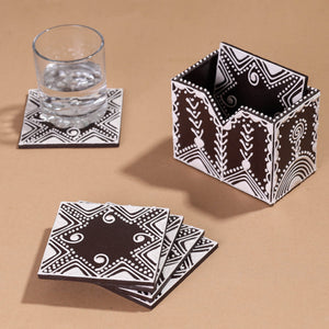  Mandana Art Handpainted Paper Mache Coasters 