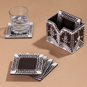  Mandana Art Handpainted Paper Mache Coasters 