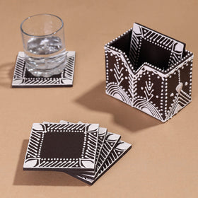  Mandana Art Handpainted Paper Mache Coasters 