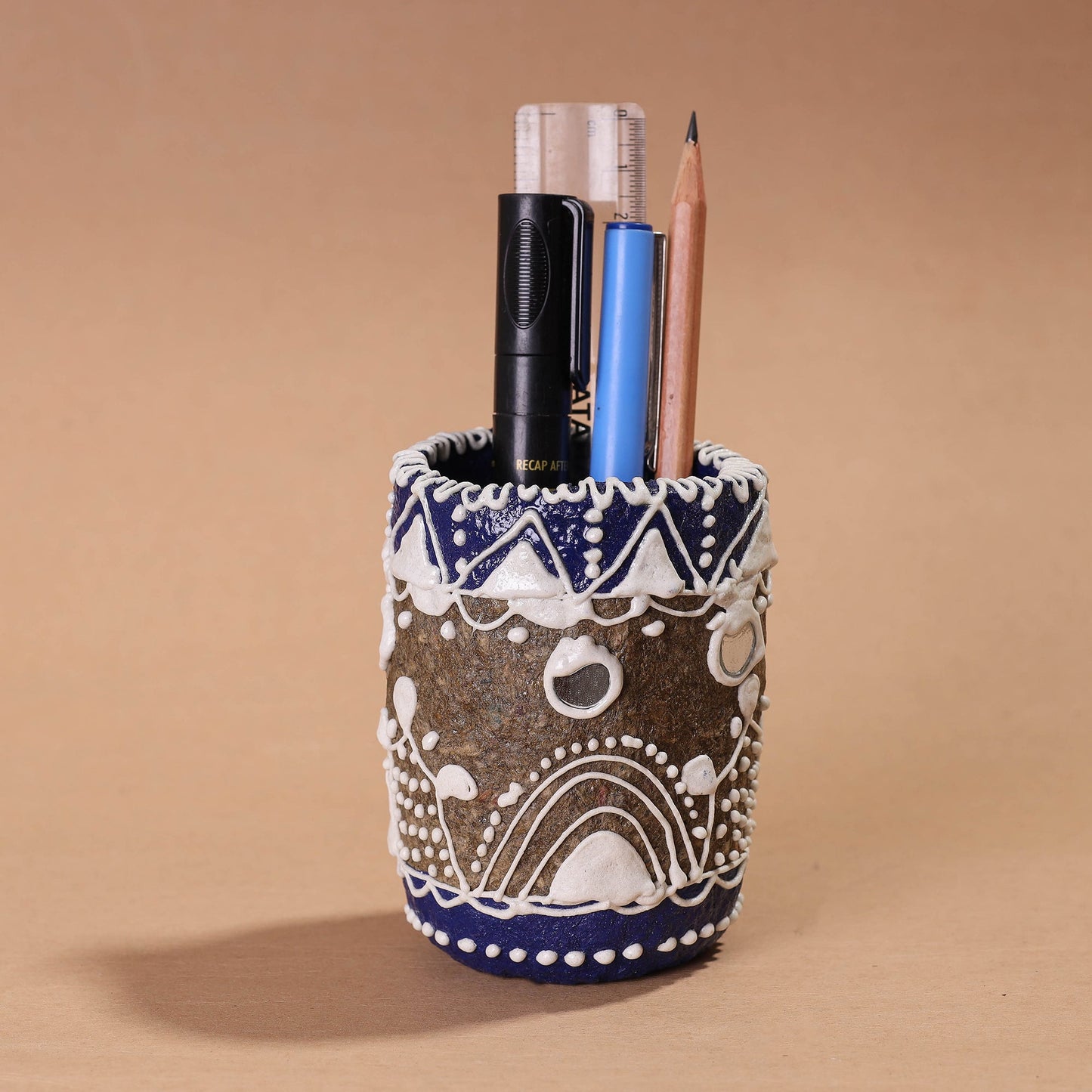  Mandana Art Handpainted Paper Mache Pen Stand 