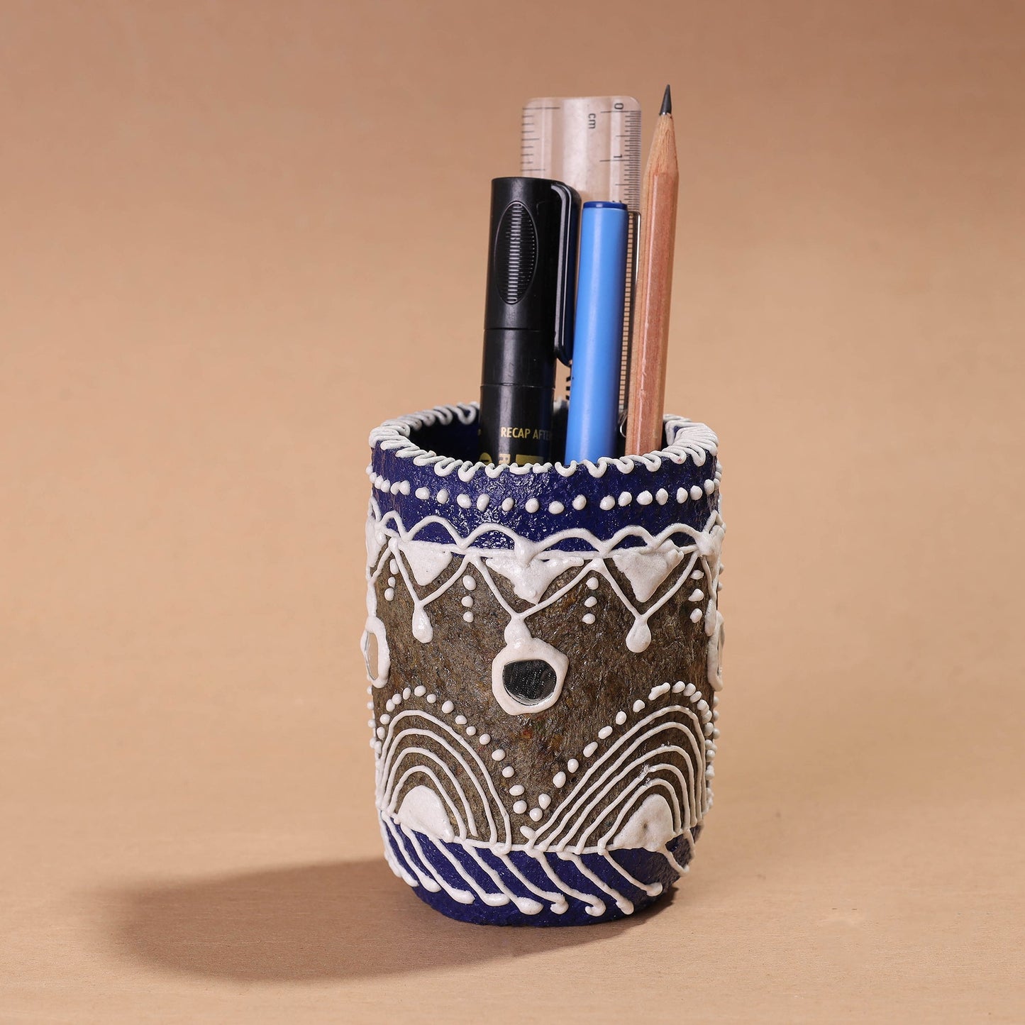  Mandana Art Handpainted Paper Mache Pen Stand 