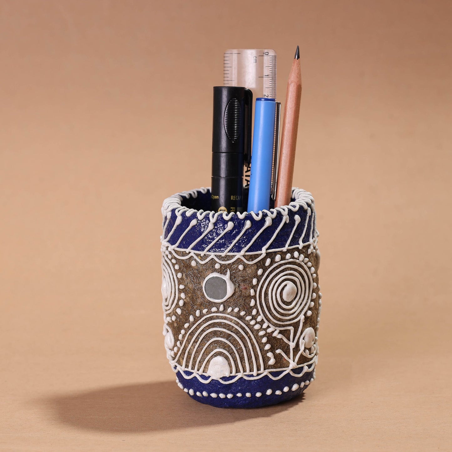  Mandana Art Handpainted Paper Mache Pen Stand 