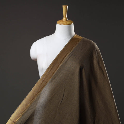  Brown Mangalagiri Cotton Fabric with Zari Border 