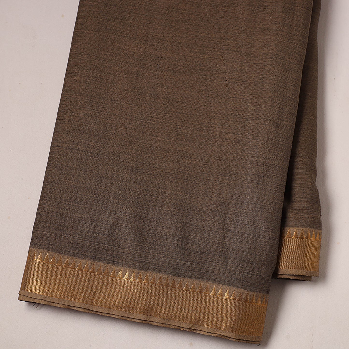  Brown Mangalagiri Cotton Fabric with Zari Border 