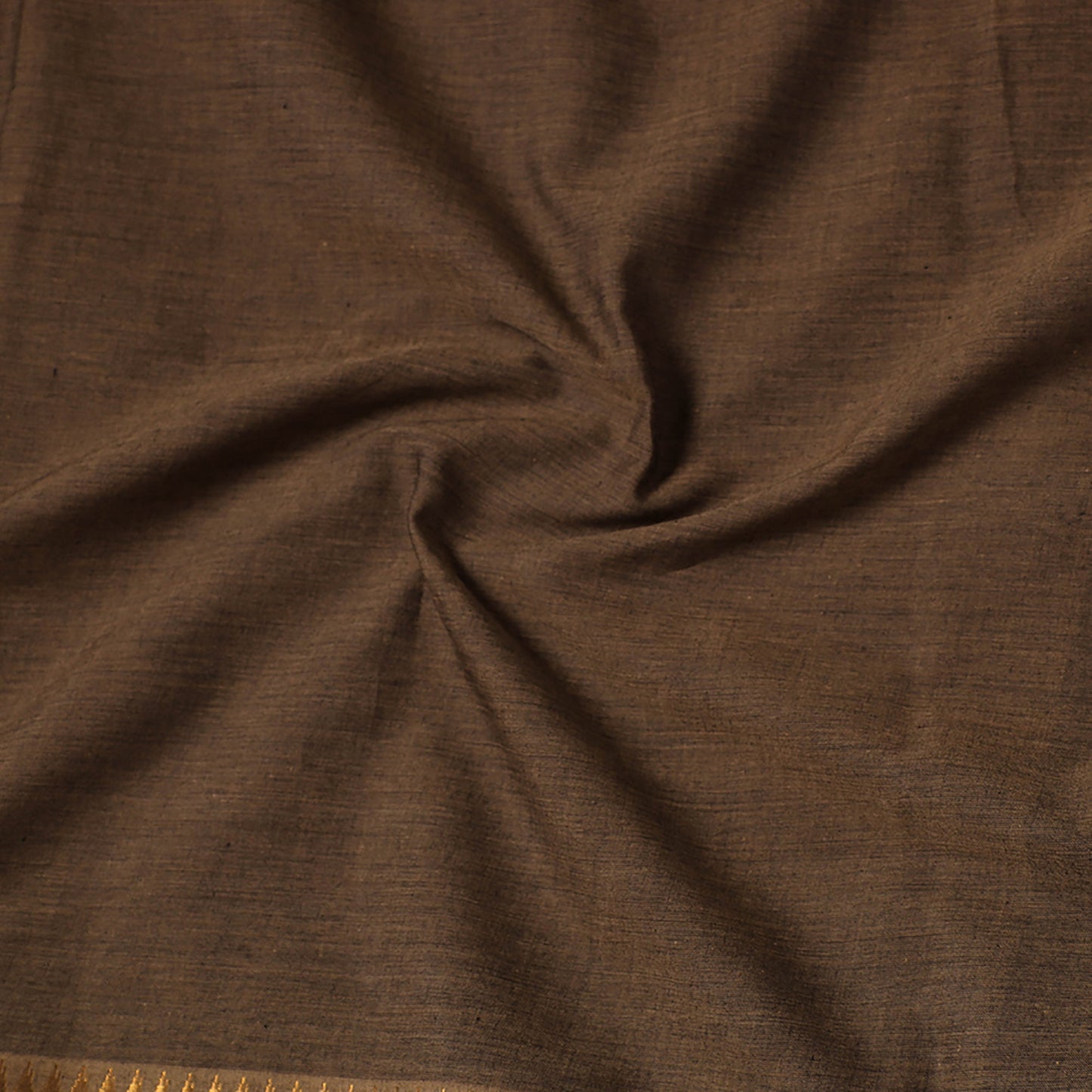  Brown Mangalagiri Cotton Fabric with Zari Border 