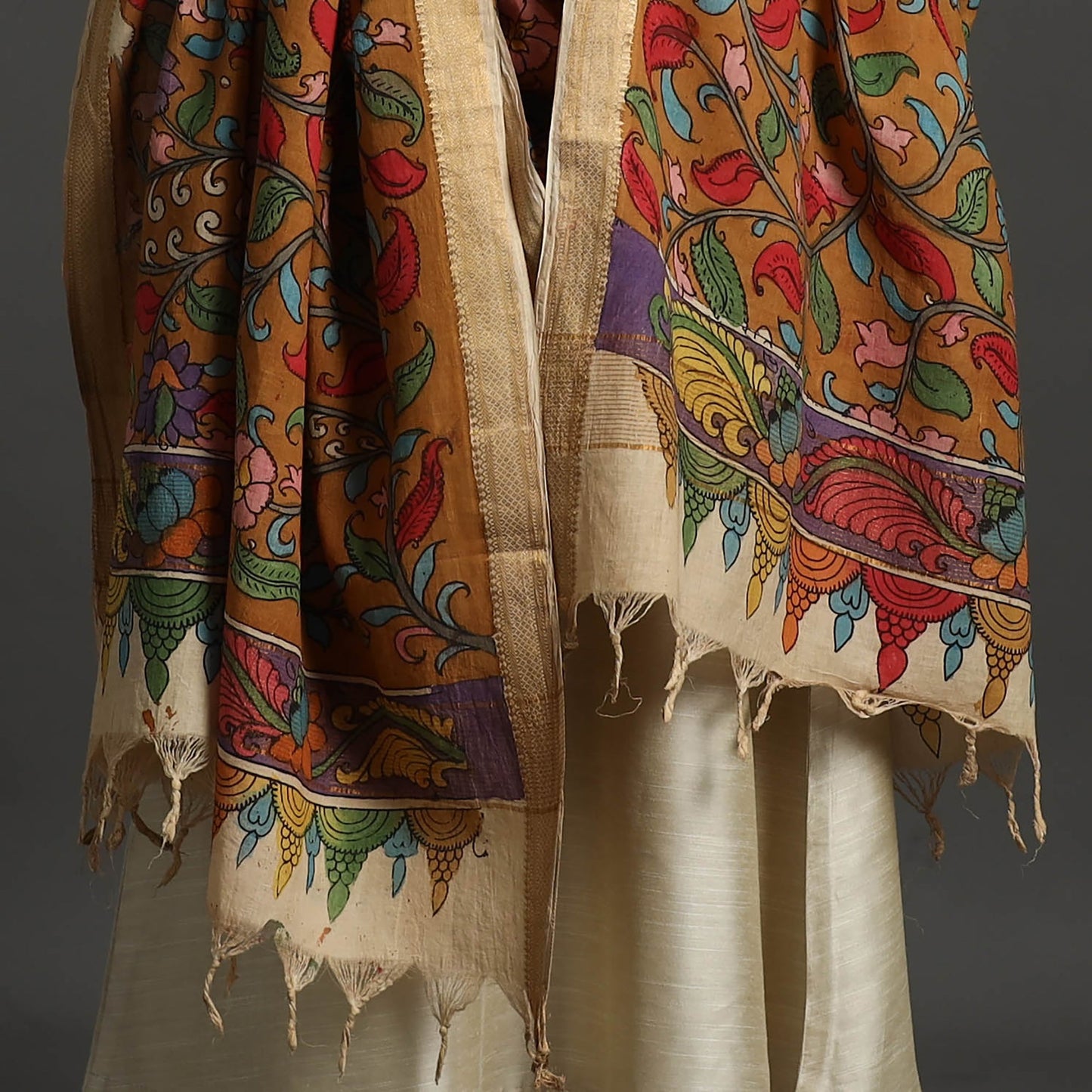 Brown - mangalagiri cotton handpainted pen work kalamkari