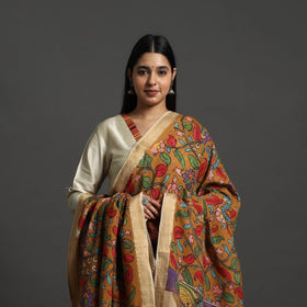 Brown - mangalagiri cotton handpainted pen work kalamkari