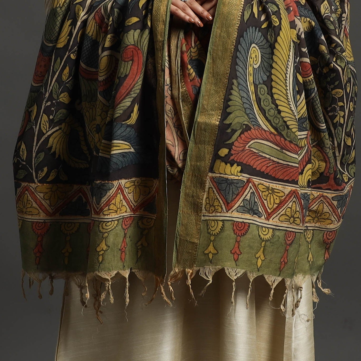 Brown - mangalagiri cotton handpainted pen work kalamkari