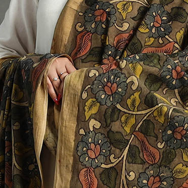 Brown - mangalagiri cotton handpainted pen work kalamkari