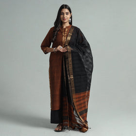 Brown - mangalagiri handloom cotton kurta with palazzo &