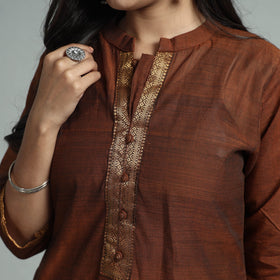 Brown - mangalagiri handloom cotton kurta with palazzo &