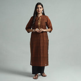 Brown - mangalagiri handloom cotton kurta with palazzo &