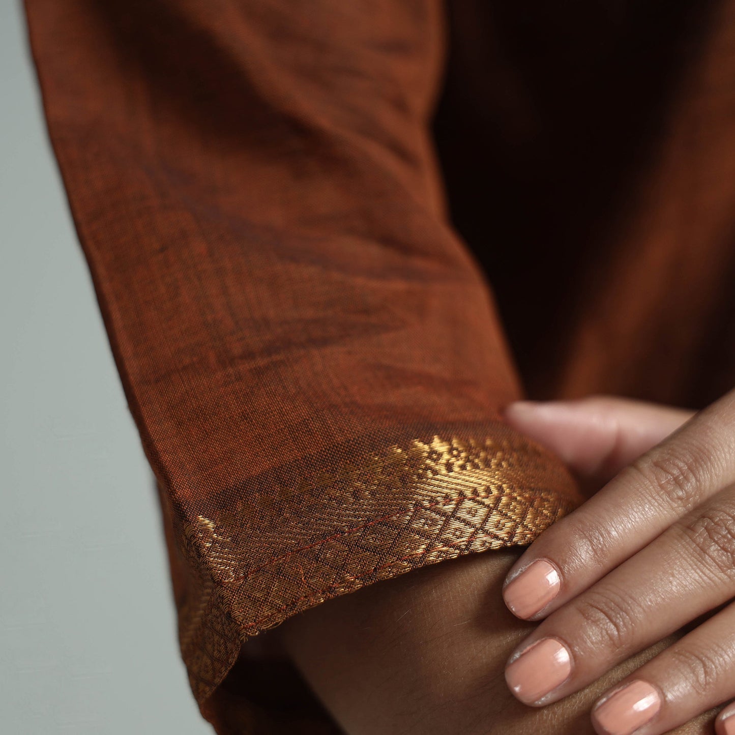 Brown - mangalagiri handloom cotton kurta with palazzo &