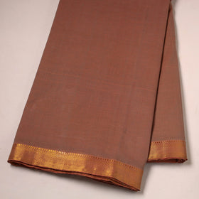 Brown Mangalagiri Cotton Fabric with Zari Border 