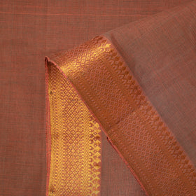 Brown Mangalagiri Cotton Fabric with Zari Border 
