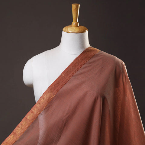 Brown Mangalagiri Cotton Fabric with Zari Border 